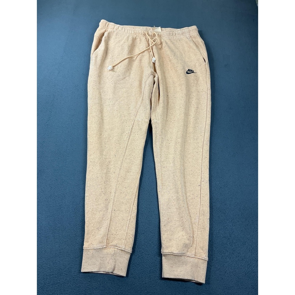 Nike Jogger Pants Mens Large Beige Fleece Speckled Sweatpants Elastic Waist